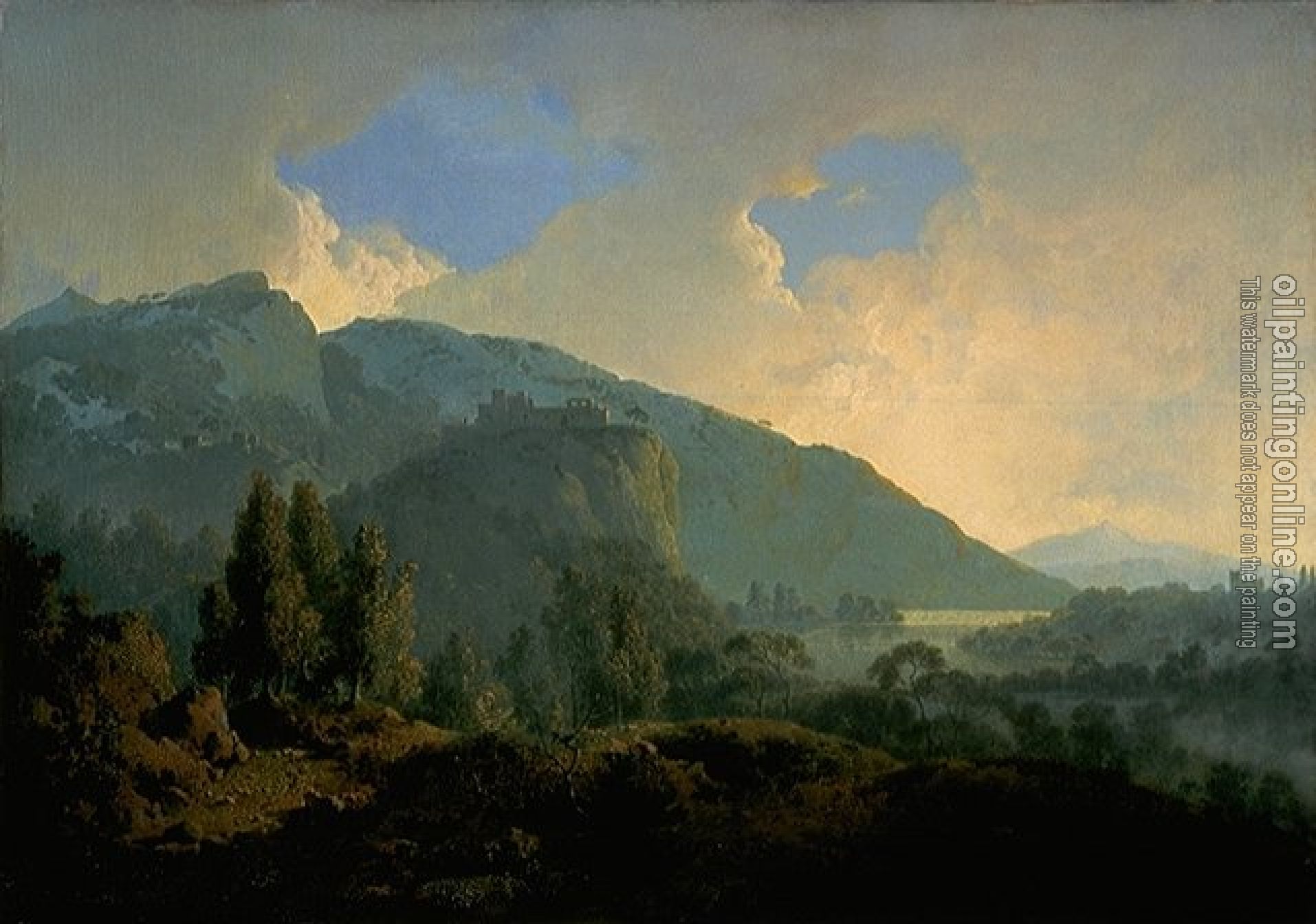Joseph Wright of Derby - An Italian Landscape with Mountains and a River